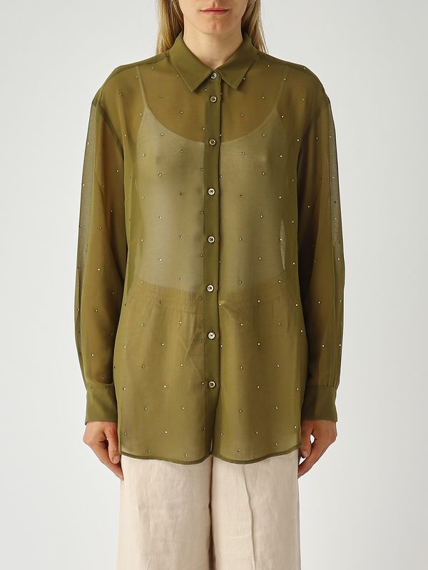1. Damenbluse Brigitte aus Georgette Grün MC2 Saint Barth brig001
