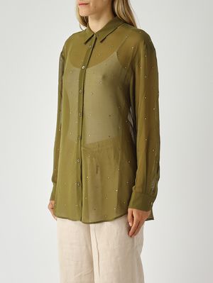 3. Damenbluse Brigitte aus Georgette Grün