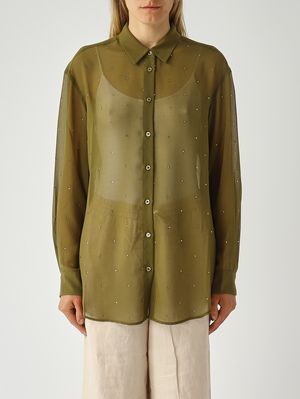 1. Damenbluse Brigitte aus Georgette Grün