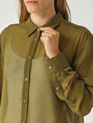 5. Damenbluse Brigitte aus Georgette Grün