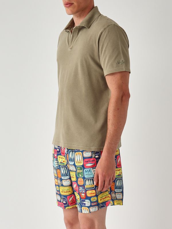 3. Polo Charles Mineral en coton stretch pour homme Piquet 52 Military MC2 Saint Barth chs0003