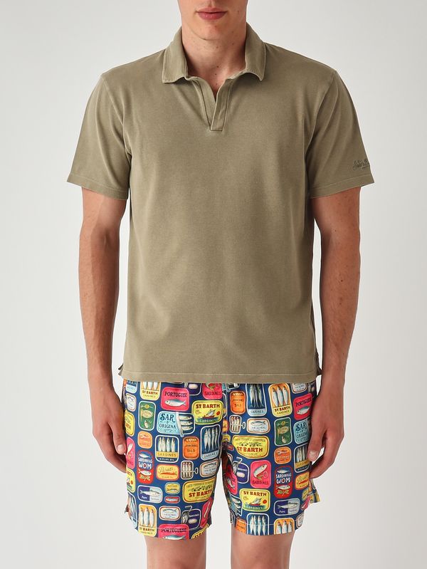 Polo uomo Charles Mineral in cotone stretch Piquet 52 Military MC2 Saint Barth