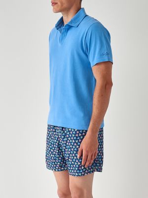 3. Herren-Poloshirt Charles Mineral aus Stretch-Baumwolle Piqué 17 m Cloud Blue