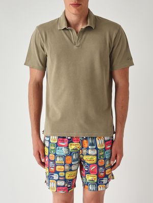 1. Polo Charles Mineral en coton stretch pour homme Piquet 52 Military