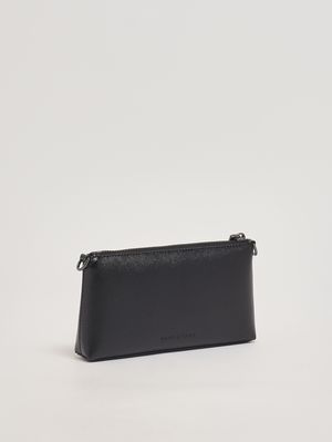 2. Compact Saffiano leather pouch with versatile shoulder strap Black