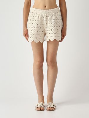 1. Shorts donna Meave in cotone crochet Beige