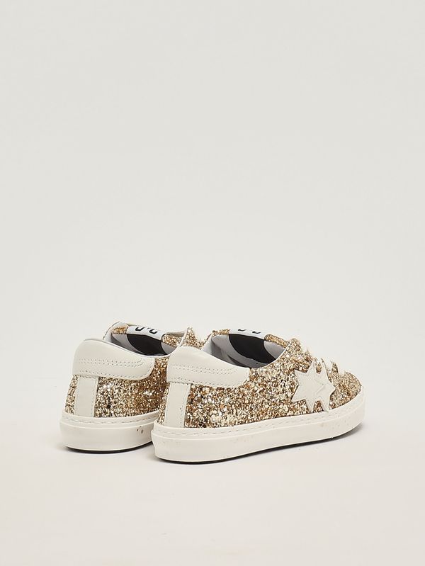 3. Mädchen-Sneaker aus Leder Goldglitzer 2Star 2sb3446