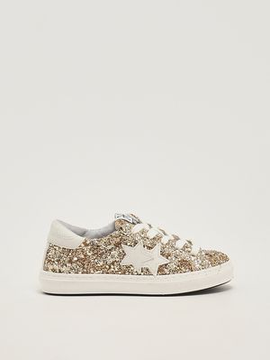 1. Mädchen-Sneaker aus Leder Goldglitzer