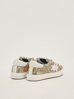 3. Mädchen-Sneaker aus Leder Goldglitzer