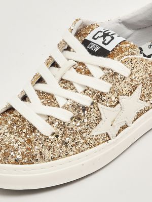 5. Mädchen-Sneaker aus Leder Goldglitzer