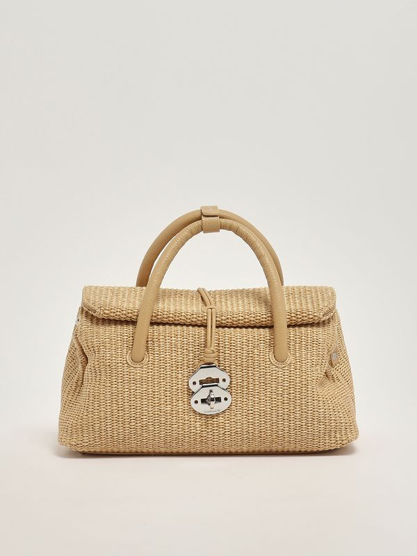 Borsa donna Dotta Vimini S in rafia e pelle Beige Paprika Dolce Zanellato