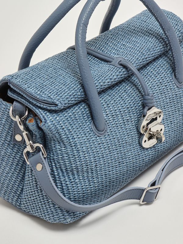5. Borsa donna Dotta Vimini S in rafia e pelle Blue Adriatico Zanellato 0692602030000 s