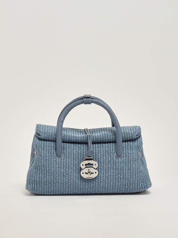 Borsa donna Dotta Vimini S in rafia e pelle Blue Adriatico Zanellato