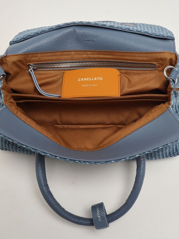 4. Borsa donna Dotta Vimini S in rafia e pelle Blue Adriatico Zanellato 0692602030000 s