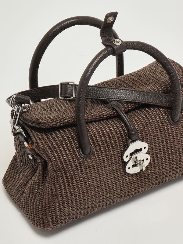 5. Borsa donna Dotta Vimini S in rafia e pelle Brown Sottobosco Zanellato 0692602030000 s