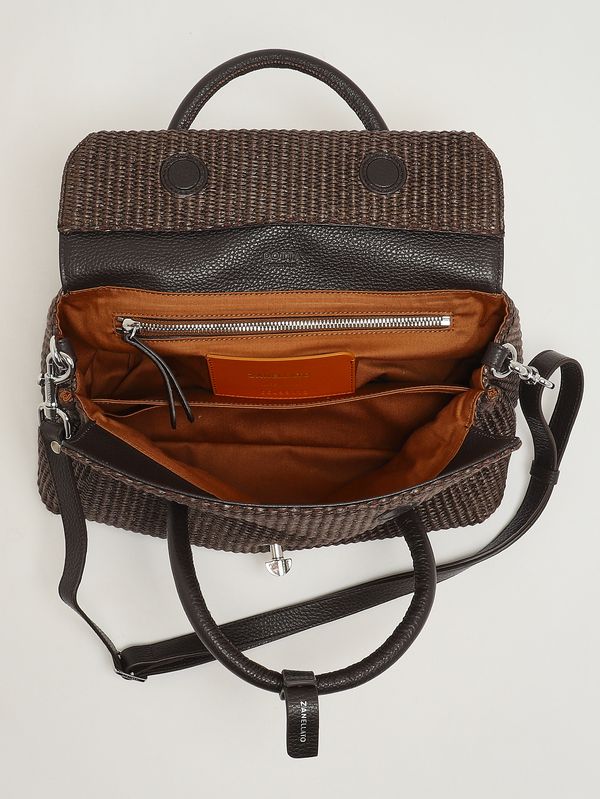 4. Borsa donna Dotta Vimini S in rafia e pelle Brown Sottobosco Zanellato 0692602030000 s