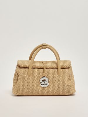1. Sac pour femme Dotta Vimini S en raphia et cuir Beige Paprika Doux
