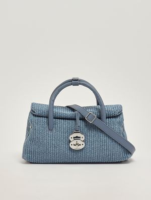 3. Borsa donna Dotta Vimini S in rafia e pelle Blue Adriatico