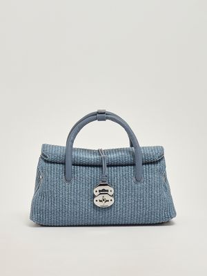 1. Borsa donna Dotta Vimini S in rafia e pelle Blue Adriatico