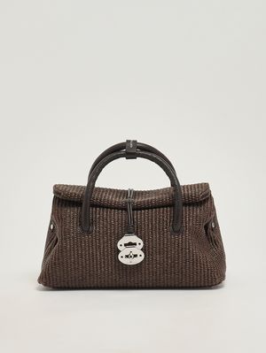 1. Borsa donna Dotta Vimini S in rafia e pelle Brown Sottobosco