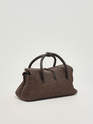 2. Borsa donna Dotta Vimini S in rafia e pelle Brown Sottobosco