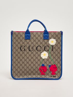 1. Tasche für Mädchen aus GG Supreme-Gewebe Beige