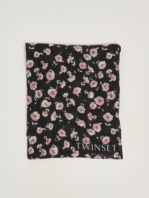 1. Stola donna in misto lana Nero-Fuxia