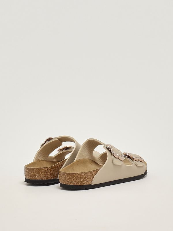 3. Arizona Flowee Buckle girls' sandal in Birko-Flor Beige Birkenstock 1030419