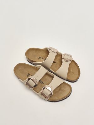 2. Arizona Flowee Buckle girls' sandal in Birko-Flor Beige