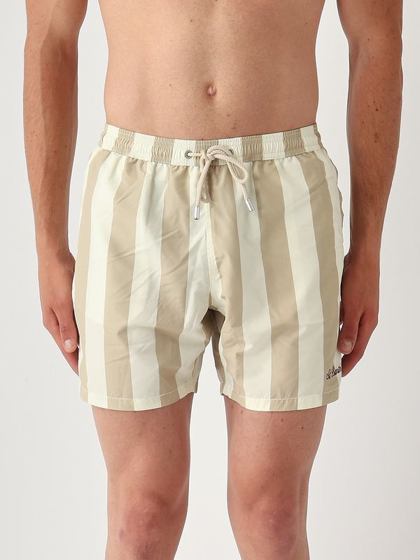 Herren-Badehose Syros Beige-Weiß MC2 Saint Barth