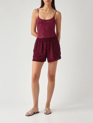 3. Cecille P women's one-piece swimsuit with rhinestones Raspberry