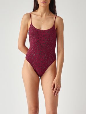 1. Cecille P women's one-piece swimsuit with rhinestones Raspberry
