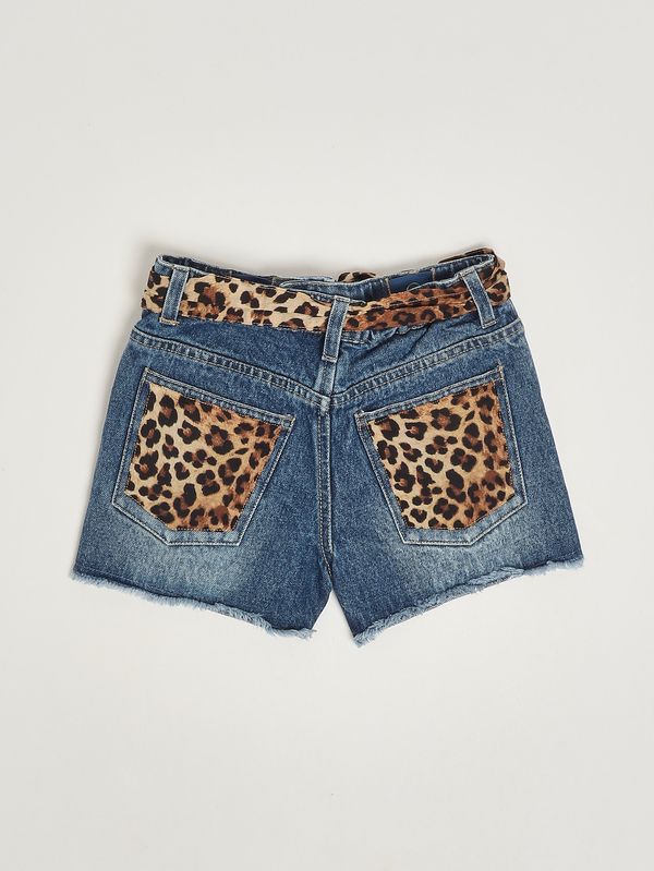 2. Pantaloncino bambina Kiko in denim di cotone Denim Cotton Pastel Leopard 19 MC2 Saint Barth kok0001
