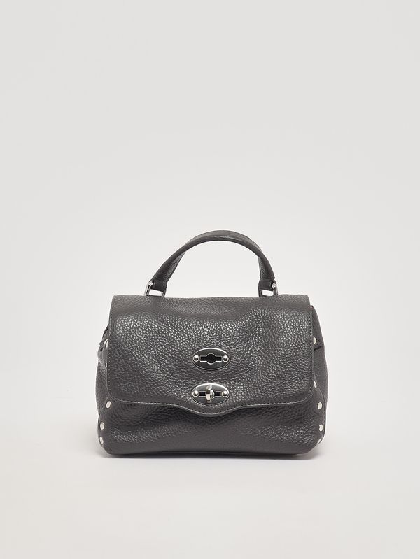 Damenhandtasche Postina Daily Baby aus genarbtem Leder Grey Vulcano Zanellato