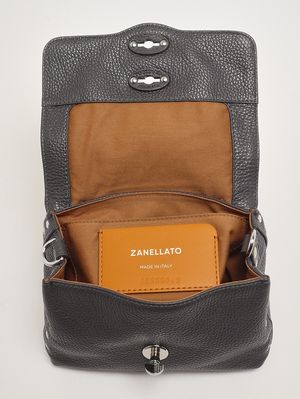 4. Damenhandtasche Postina Daily Baby aus genarbtem Leder Grey Vulcano