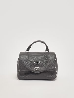 1. Damenhandtasche Postina Daily Baby aus genarbtem Leder Grey Vulcano
