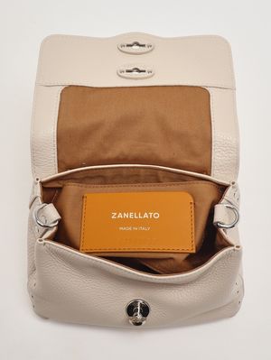 4. Damenhandtasche Postina Daily Baby aus genarbtem Leder White Carnaroli