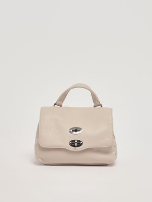 1. Damenhandtasche Postina Daily Baby aus genarbtem Leder White Carnaroli