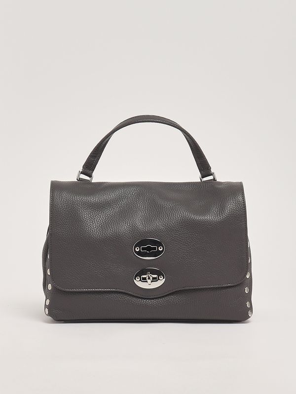 Damenhandtasche Postina Daily S aus genarbtem Leder Grey Vulcano Zanellato