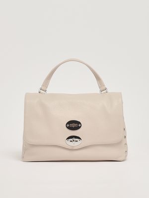 1. Damenhandtasche Postina Daily S aus genarbtem Leder White Carnaroli