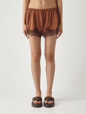 1. Kammy Damen-Shorts aus Seide Braun