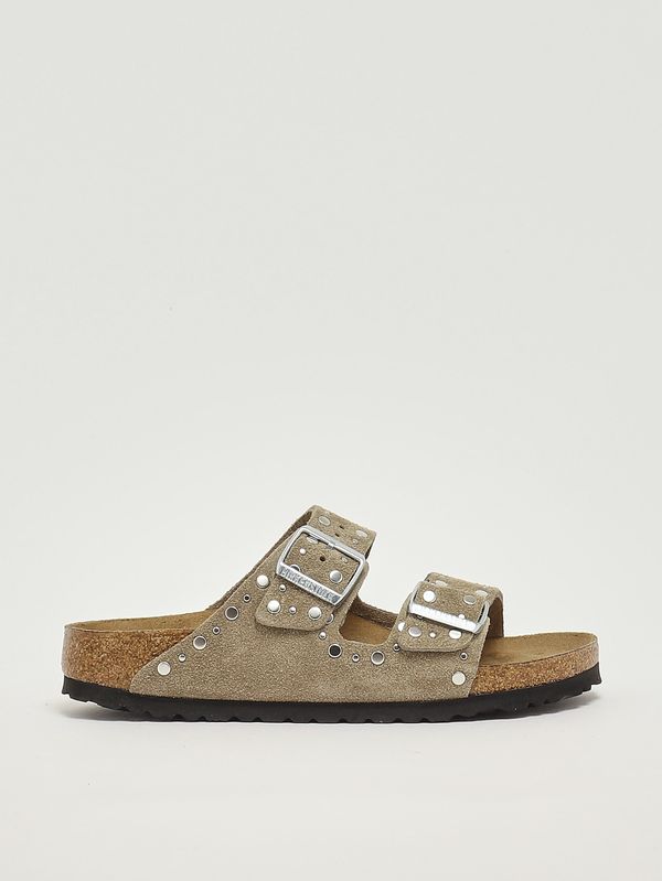 Damen-Sandale Arizona Rivet aus Veloursleder Taupe Birkenstock