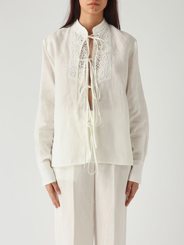 1. Women's flax linen shirt White Ermanno Scervino d484k612gqi