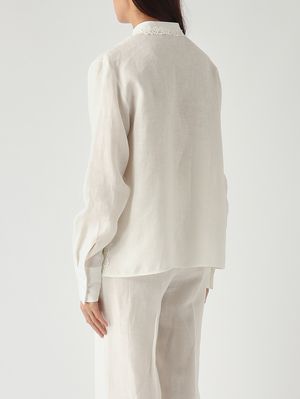 4. Women's flax linen shirt White