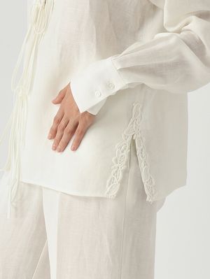 5. Women's flax linen shirt White