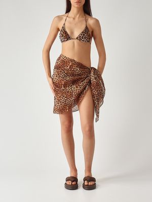 3. Bas de bikini Marielle Overlock en tissu extensible pour femme Velvet Sand Leopard 19
