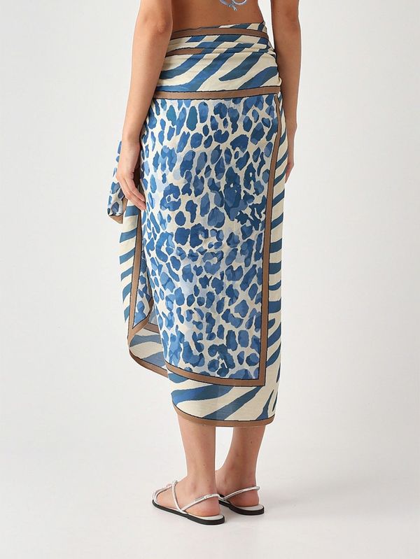 2. Pareo para mujer Thaiti de algodón y seda Voile de seda Blue Safari 1036 MC2 Saint Barth tait001