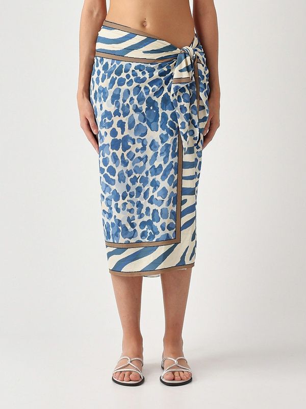 Pareo donna Thaiti in cotone e seta Silk Voile Blue Safari 1036 MC2 Saint Barth