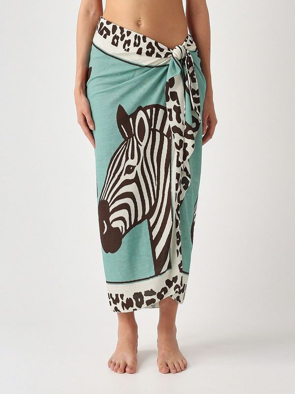 Pareo donna Thaiti in cotone e seta Silk Voile Savanna Zebra 53 MC2 Saint Barth