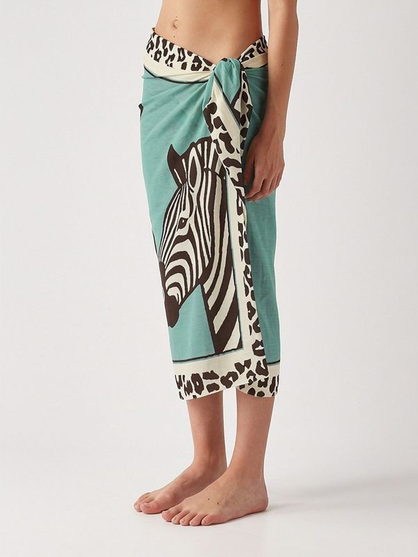 2. Pareo para mujer Thaiti de algodón y seda Voile de seda Savanna Zebra 53 MC2 Saint Barth tait001
